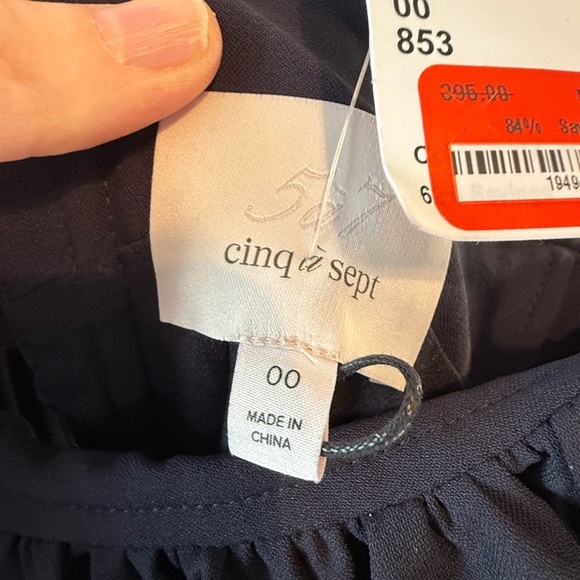 Cinq a Sept Christa Ruffle asymmetrical dress in Navy. Sz 00. NWT. - Picture 3 of 5